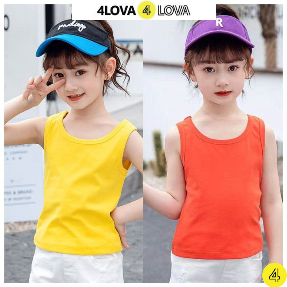 Áo ba lỗ bé gái 4LOVA nhiều màu sắc chất vải cotton cao cấp co giãn mềm mại từ 8-28 kg KID187