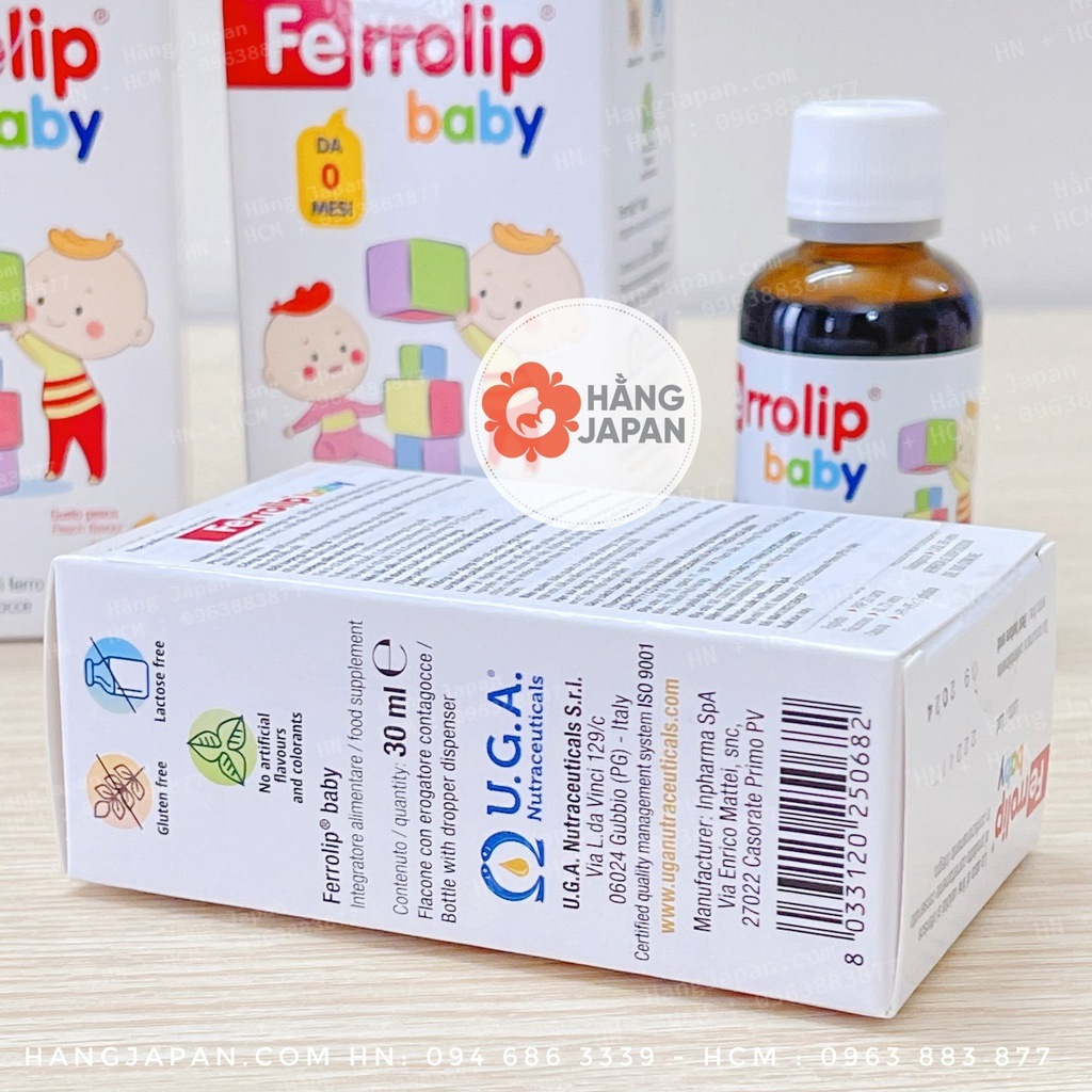 Sắt Hữu Cơ Ferrolip Baby Hỗ Trợ Tạo Hồng Cầu Ngừa Thiếu Máu Hương Vị Đào Thơm Ngon Cho Bé Lọ 30 ML