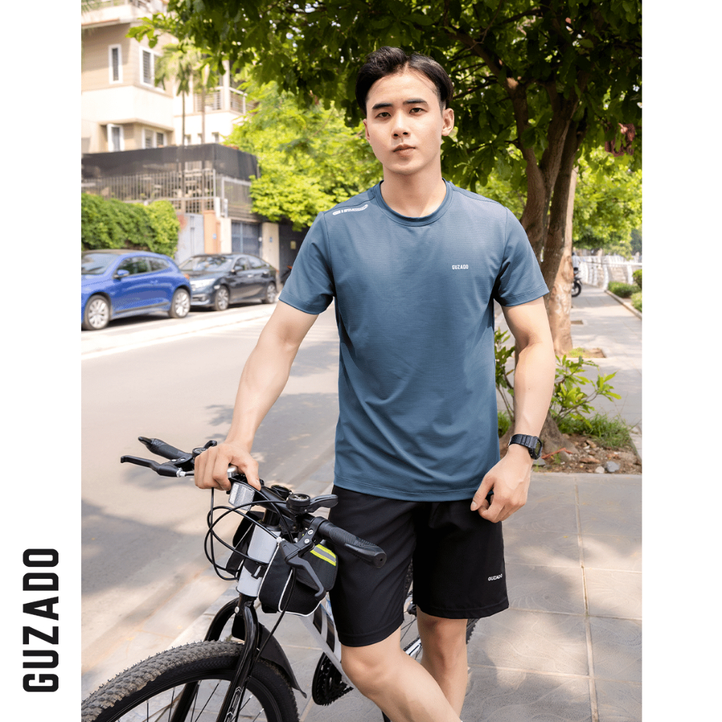 Áo thể thao nam cổ tròn ngắn tay Guzado Coolmax mát lạnh,thấm hút tốt GTS04