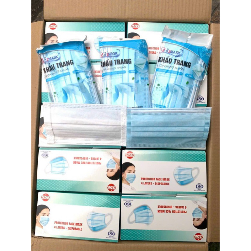 Khẩu trang y tế quai to HACO màu trắng