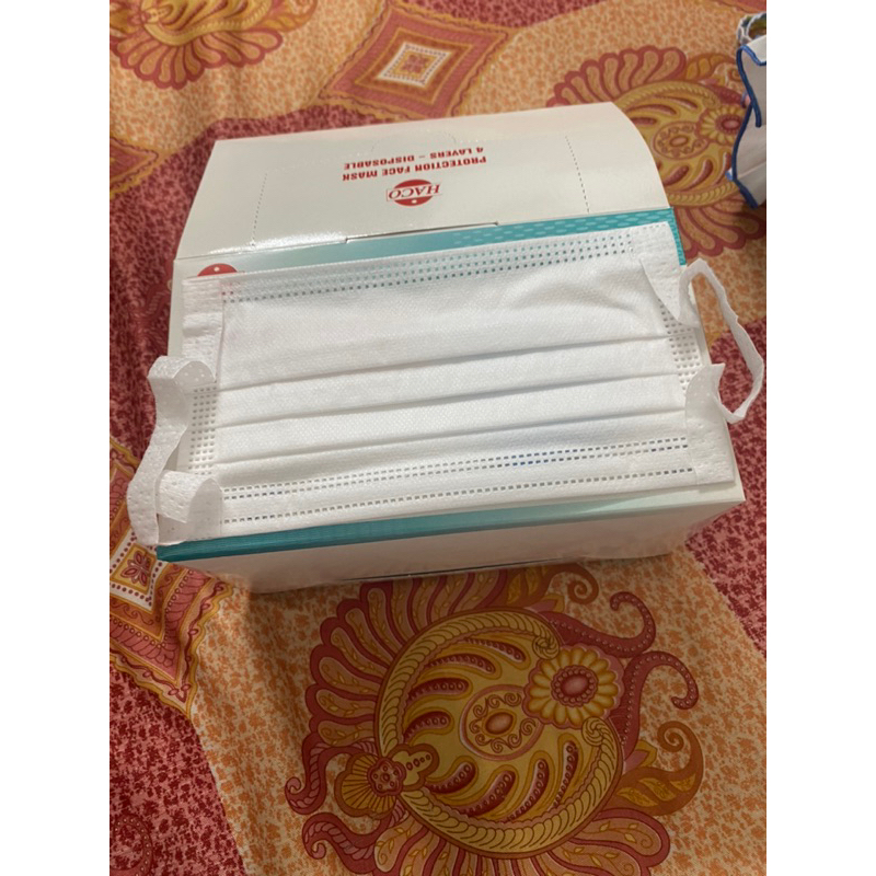 Khẩu trang y tế quai to HACO màu trắng