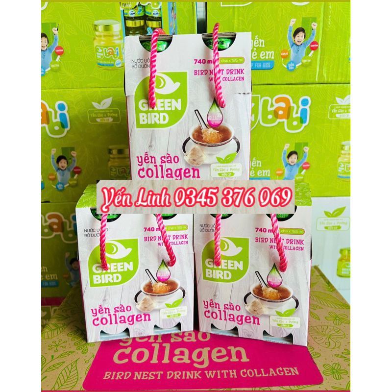 💥Mẫu Mới 💥 Lốc 4 chai Yến sào và Collagen Green Bird Nutrinest