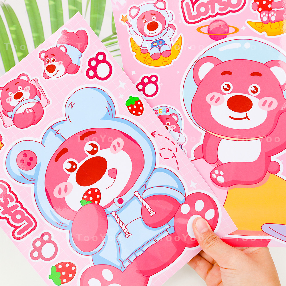 Tấm sticker Gấu dâu Lotso size lớn trang trí laptop, tủ lạnh, đàn guitar,... dễ thương cute TooYoo BK00131