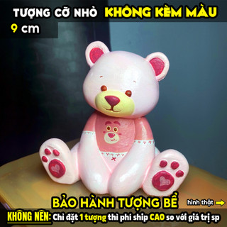Tượng tô màu, GẤU NGỒI ĐÁNG YÊU, size L, thạch cao trắng (Không kèm màu), luyện vẽ, decor