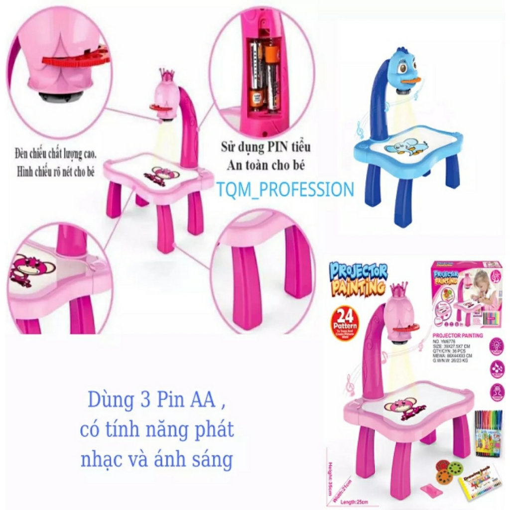Bộ Bàn Vẽ Kèm Đèn Chiếu Hình Cho Bé NO.YM6776