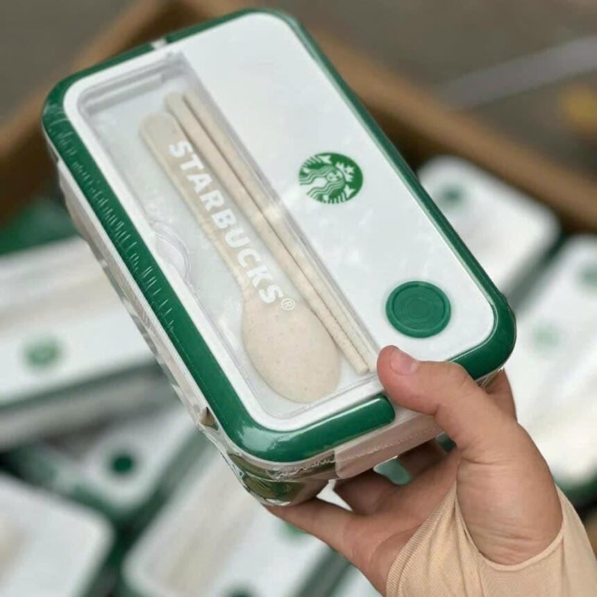 Hộp Cơm Starbucks Kèm Thìa Đũa 1100ml