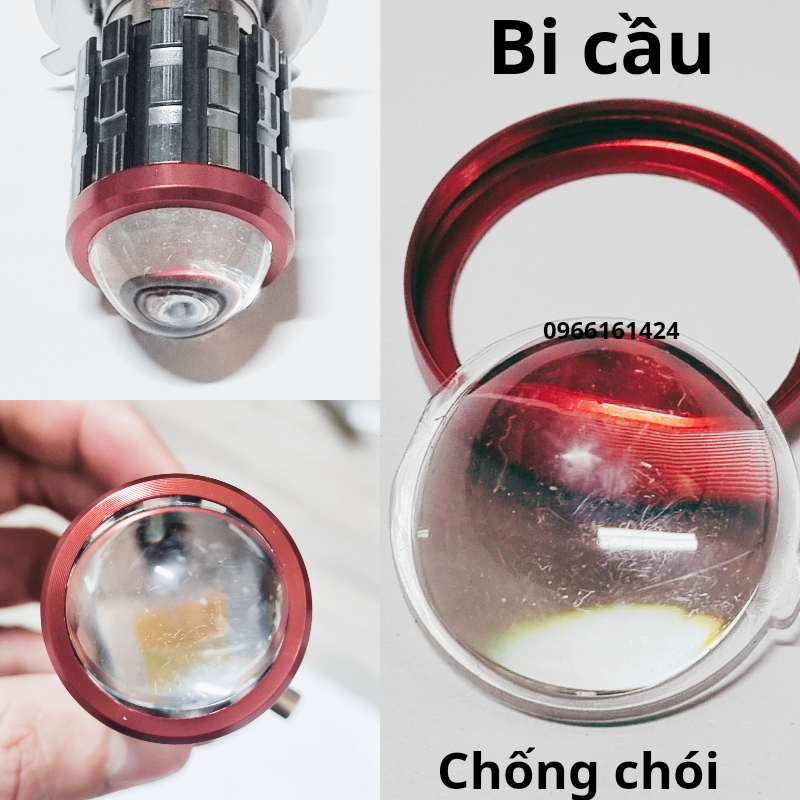 Đèn bi cầu LED mini chân H4 55W xe máy ô tô chip LED 3570 siêu sáng, cắm Zin