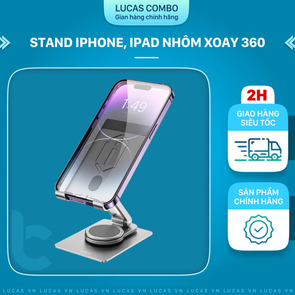 Stand/ Giá đỡ Nhôm Xoay 360 IPHONE, IPAD WiWU ZM107