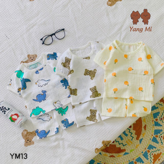 Ym13 - yang mi bộ cộc cổ viền muslin