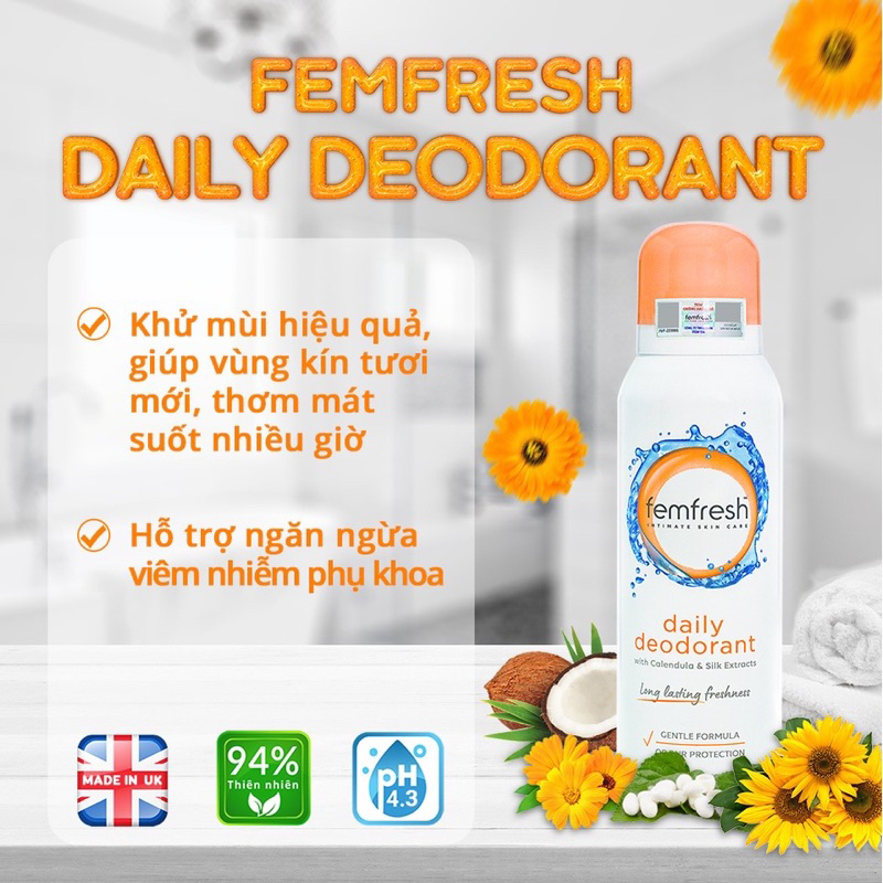 Xịt khử mùi, thơm mát vùng kín Femfresh chính hãng