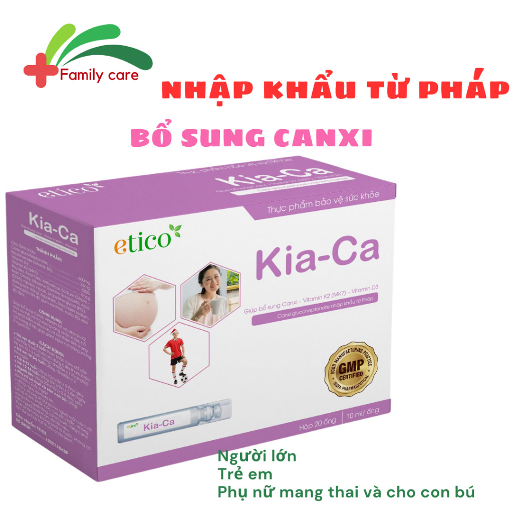 KIA CANXI Bổ Sung Canxi, Vitamin K2 (MK7) - Vitamin D3; nguyên liệu Nhập Khẩu Từ Pháp, trẻ em , người lớn đều dùng được