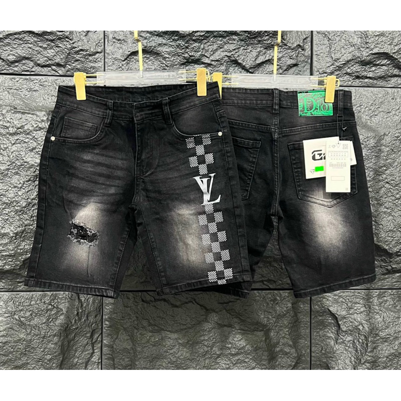 Quần short jean đen nam co giãn LV cực hot