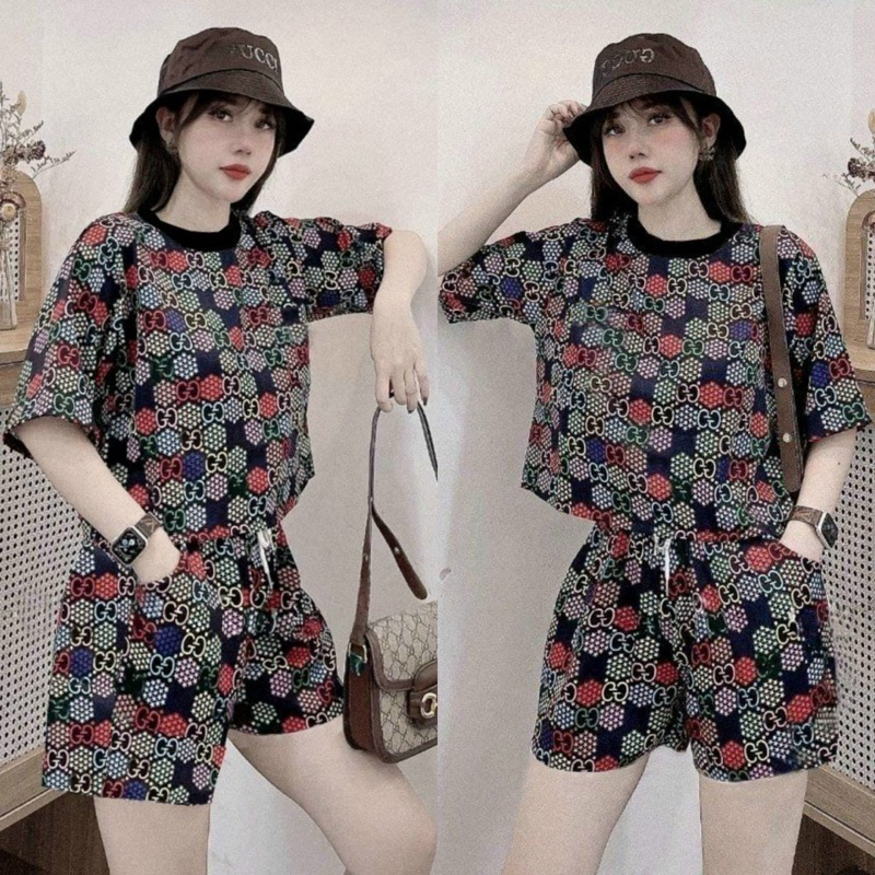 SET SHORT COTTON THÊU PHỐI 3D CAO CẤP