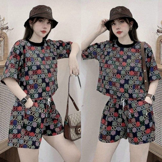 Set short cotton thêu phối 3d cao cấp