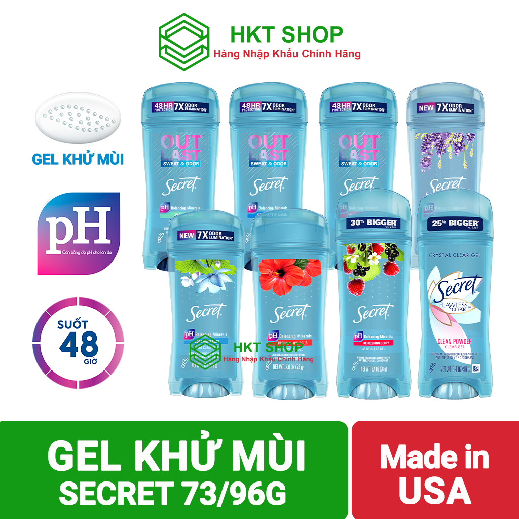 Lăn khử mùi nữ Secret Clear Gel 73g Mỹ - HKT Shop