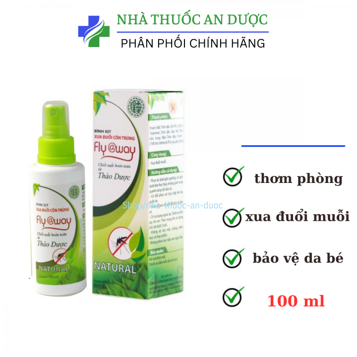 Tinh dầu xả chanh xịt xua đổi muỗi và côn trùng Fly Away chai lớn 100ml