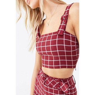 Áo croptop sọc caro hai dây bản to F21