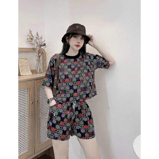 SET SHORT COTTON THÊU PHỐI 3D CAO CẤP