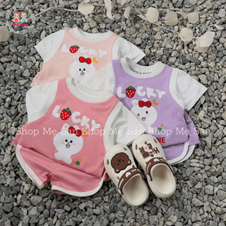 Bộ cộc tay bé gái, bộ hè bé gái hàng quảng châu cao cấp, màu sắc tươi sáng cùng hoạ tiết đáng yêu