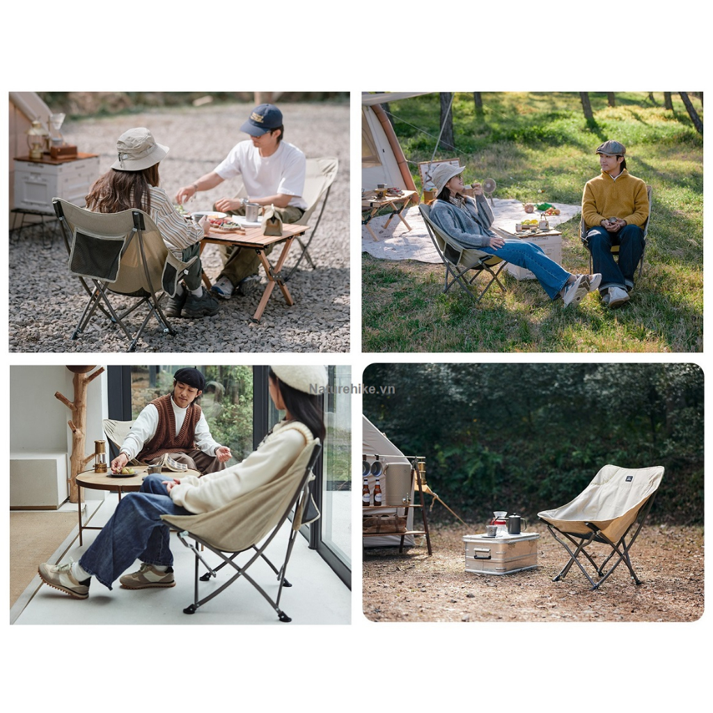 Ghế gấp gọn dã ngoại câu cá Naturehike NH18X004-Y đen đỏ khaki