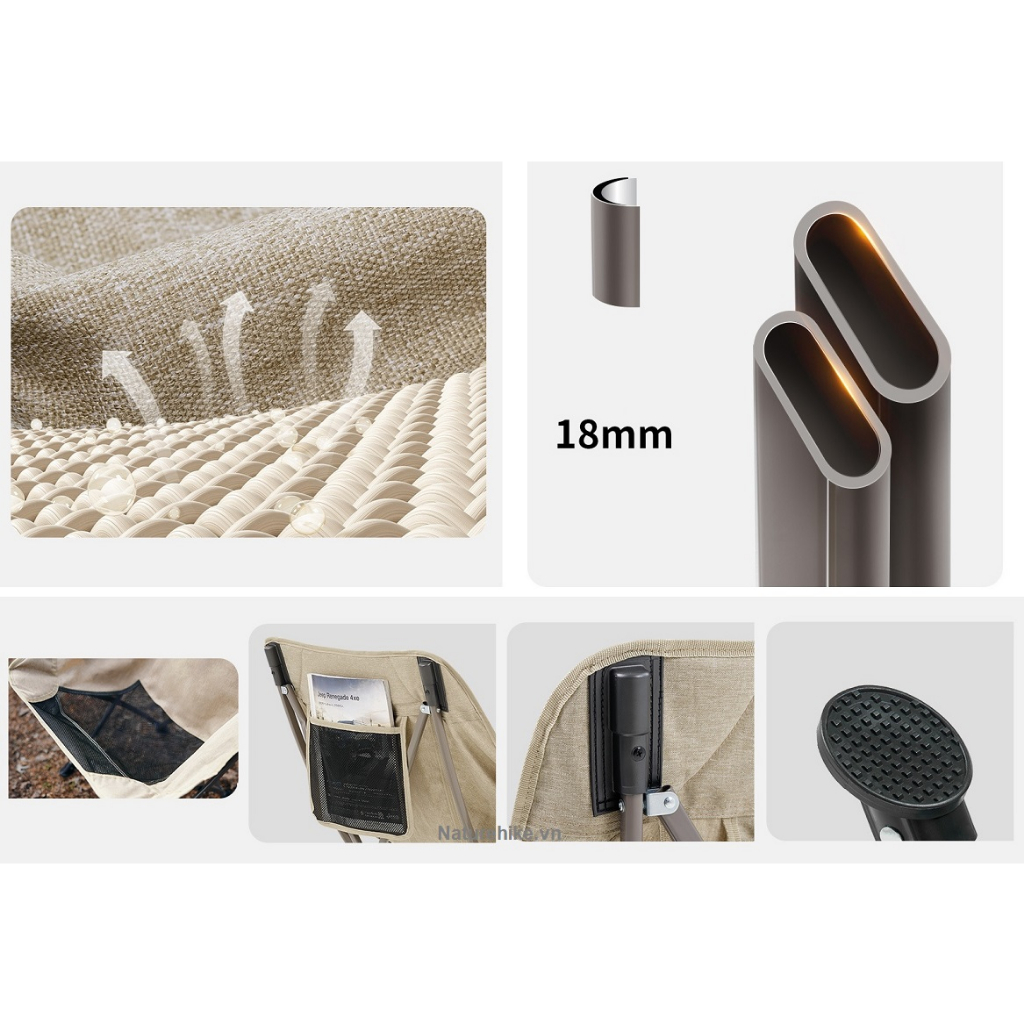 Ghế gấp gọn dã ngoại câu cá Naturehike NH18X004-Y đen đỏ khaki