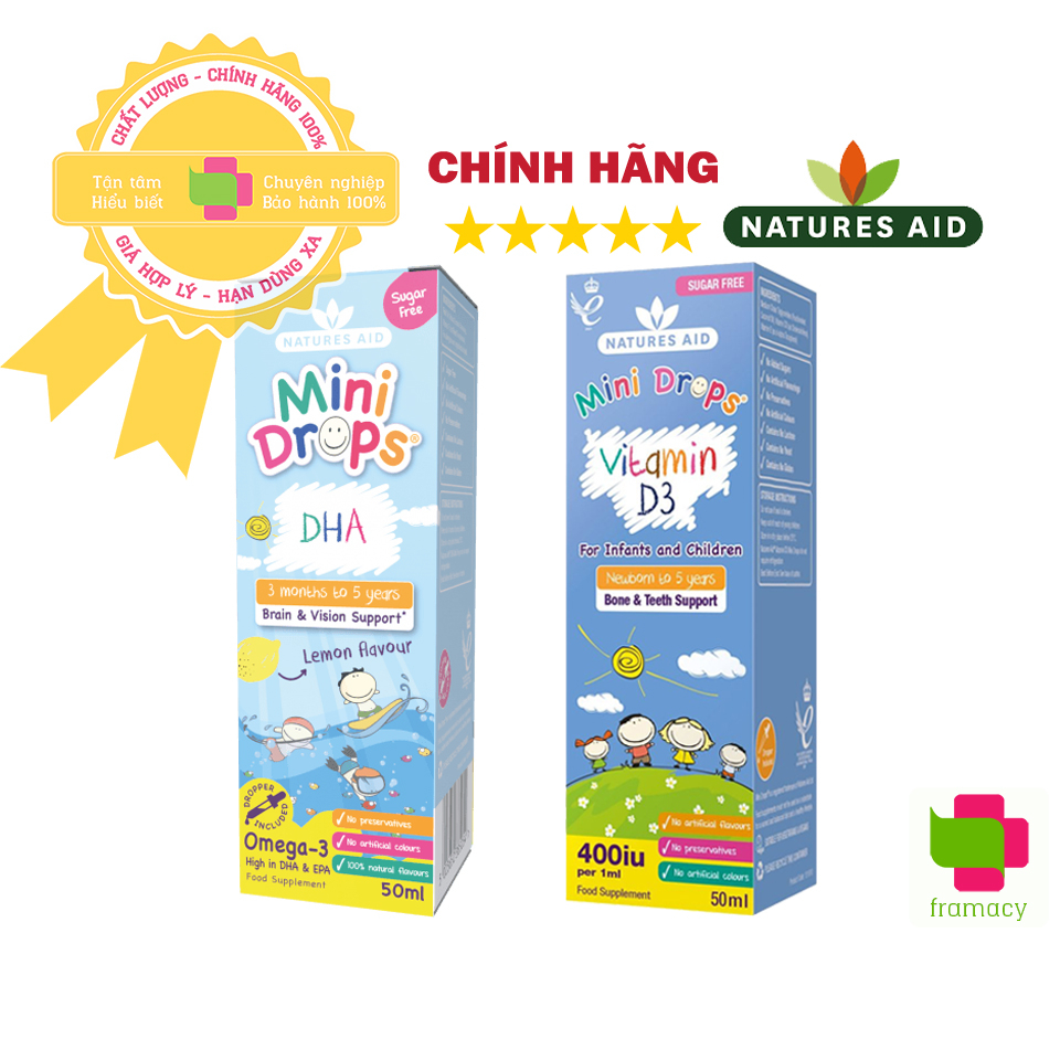 DHA cho bé Natures Aid DHA Drops, Anh (50ml dạng giọt) giúp phát triển não cho trẻ sơ sinh từ 3 tháng tuổi đến 5 tuổi