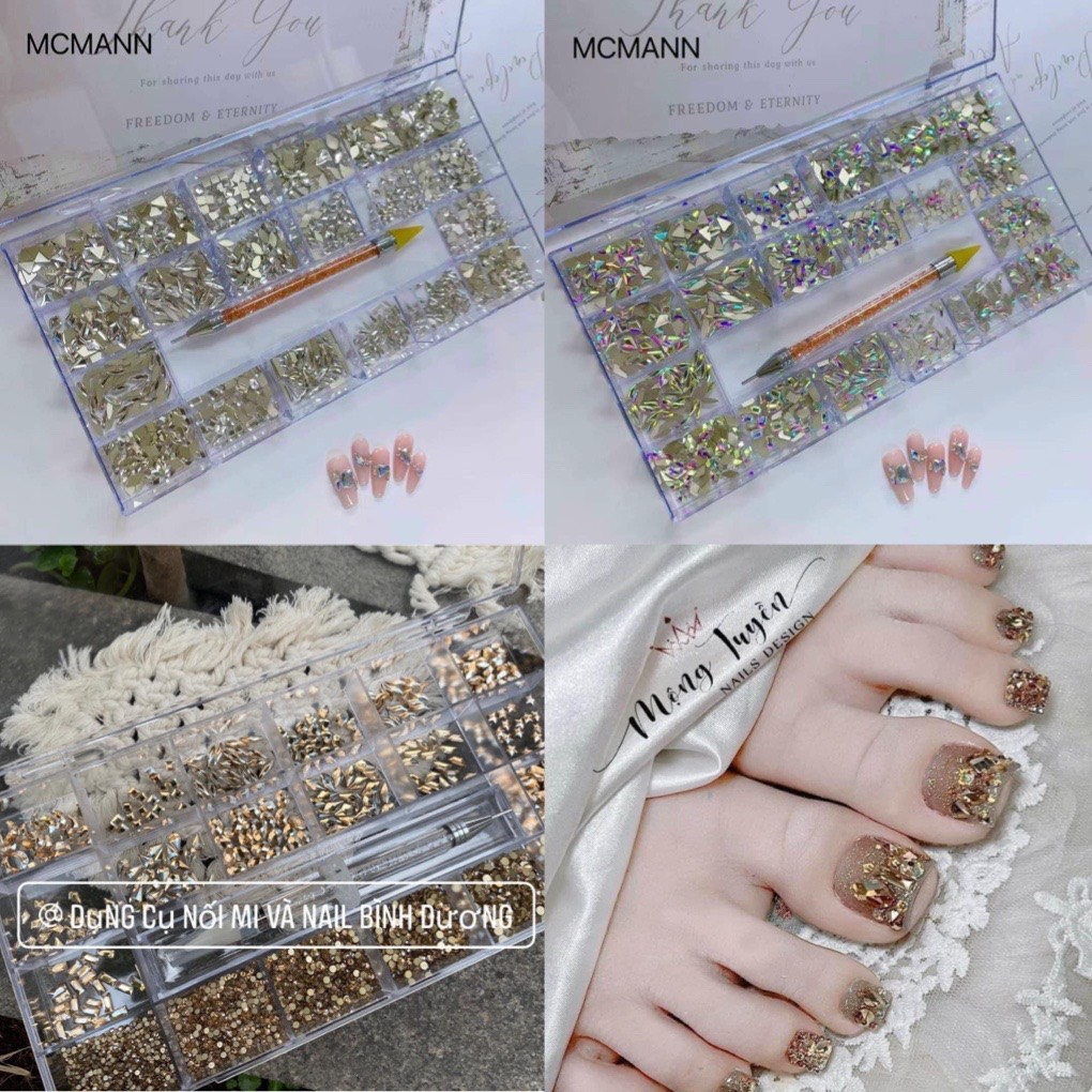 Đá Chân Bằng 3 Màu Hàng Loại 1, Chất Lượng, Đá sáng, 1 Hộp 950 Viên