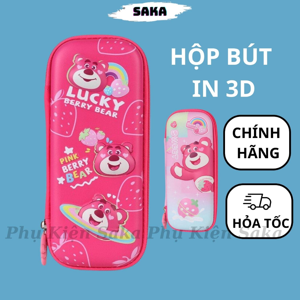 Hộp Bút Gấu Dâu - Hộp Đựng Bút Gấu Dâu Lotso Cute 3d Nhiều Ngăn Dễ Thương Học Sinh/Cho bé Giá Rẻ Saka