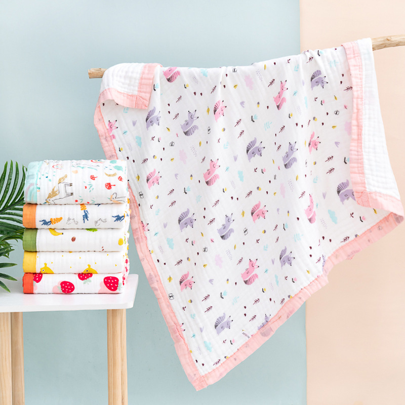 Khăn xô 6 lớp sợi tre bo viền, khăn tắm mềm mại cho bé sơ sinh size lớn 105 x 105 cm