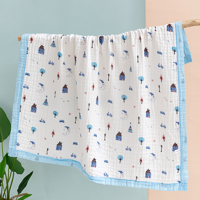 Khăn xô 6 lớp sợi tre bo viền, khăn tắm mềm mại cho bé sơ sinh size lớn 105 x 105 cm