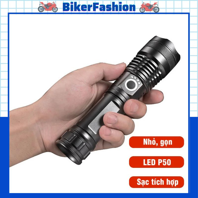 Đèn Pin Siêu Sáng P50 Dùng Pin 26650 Tích Hợp Cổng Sạc