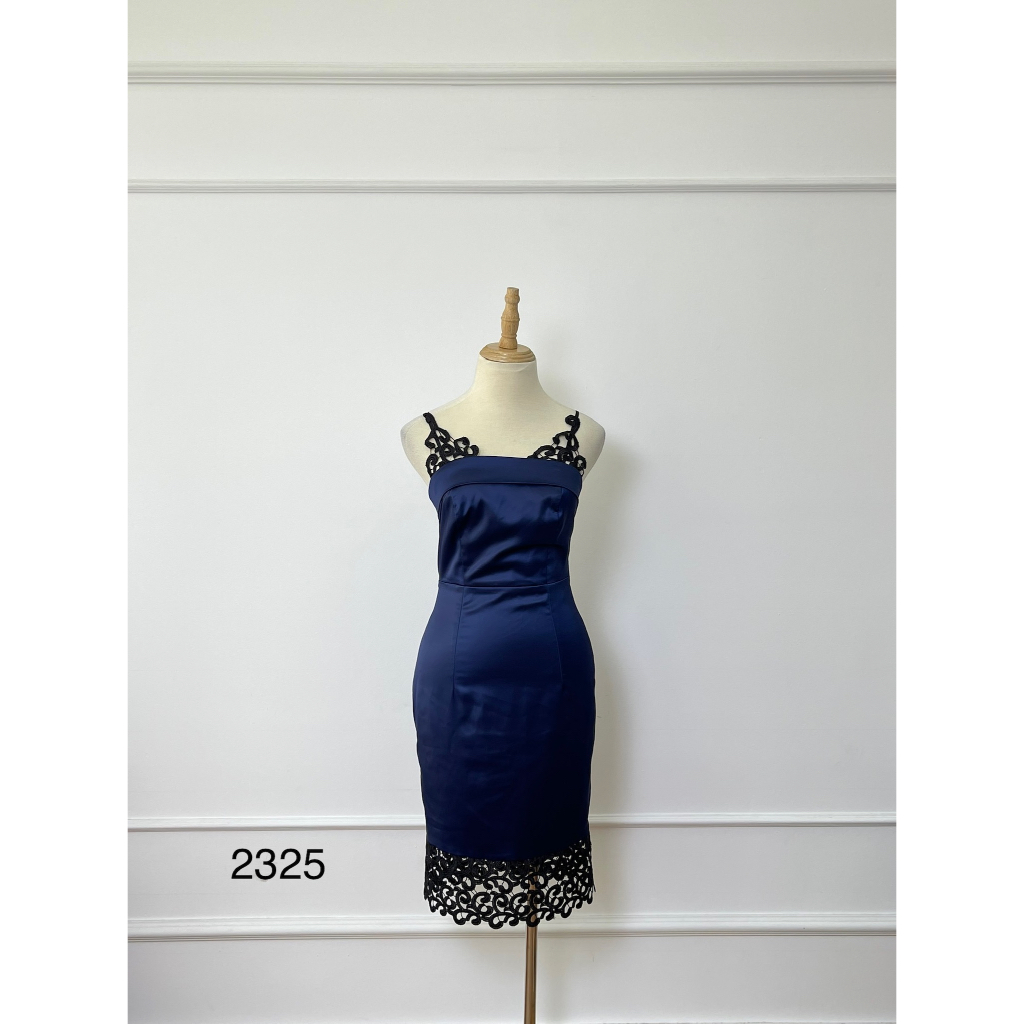 V2325 Váy hai dây MOLLYNISTA Hàng hiệu chính hãng thời trang nữ màu xanh đậm size S Secondhand thanh lý ký gửi