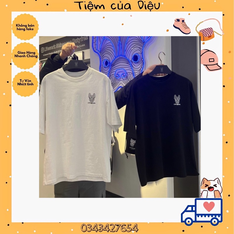 Set 2 áo thun Lifework chính hãng logo ngực có sẵn Tiệm Của Diệu