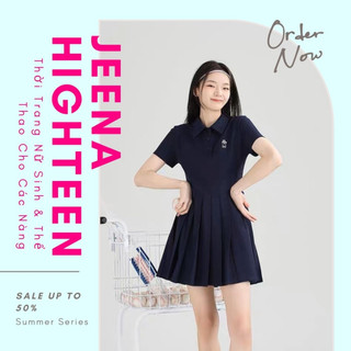 Váy tennis xếp ly DESSUU (ảnh thật), đầm polo nữ sinh ngắn tay Hàn Quốc thể thao đi học, đi chơi - Jeena