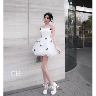 đầm thiết kế cao cấp hoạ bồng ( ảnh thật + video)