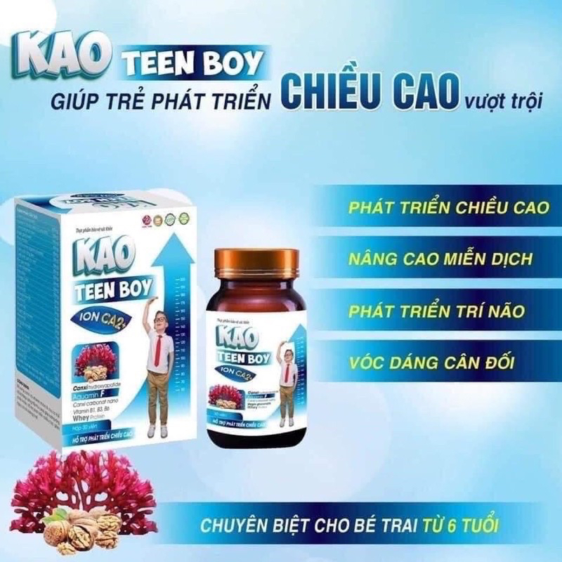 Viên uống tăng chiều cao KAO Teen Boy Ion Ca2+ (Hộp 30 viên) dành cho bé trai