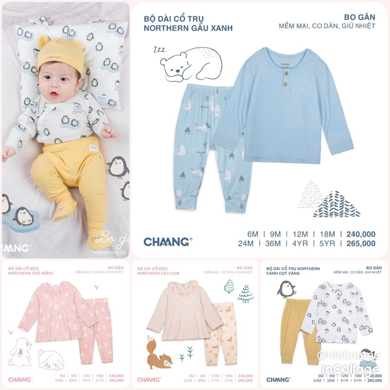 Chaang bộ quần áo dài tay cổ bèo Chaang Northern cho bé từ 6 tháng đến 5 tuổi AW22D15