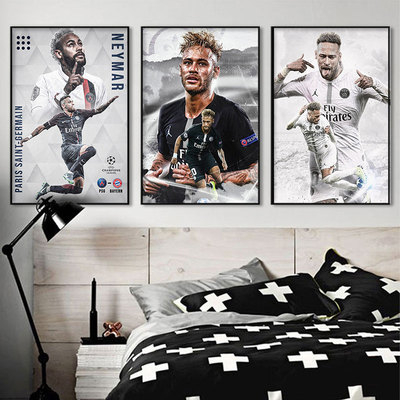 Tranh Cầu Thủ Siêu Sao Bóng Đá Tráng Gương Treo Tường Neymar và Mbappe Halan Treo Tường Decor Phòng Khách