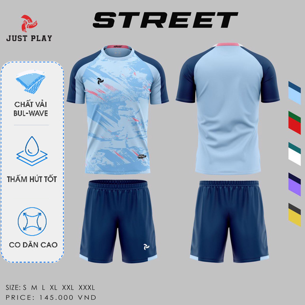 Quần Áo Bóng Đá JP STREET ,Đồ Đá Banh Không Logo Chất Vải Mè Thấm Hút Nhanh Cao Cấp