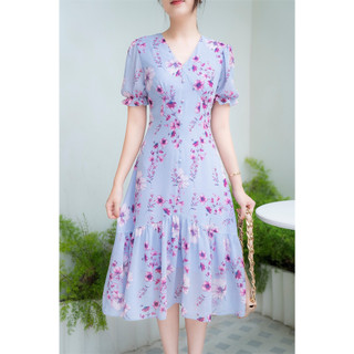 HACUC - Đầm nữ dáng đuôi cá hoa tím