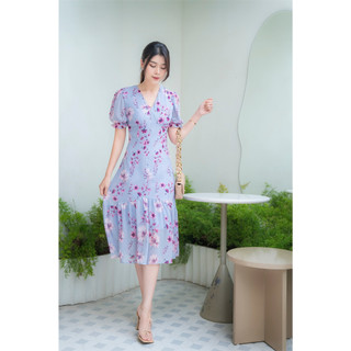 HACUC - Đầm nữ dáng đuôi cá hoa tím