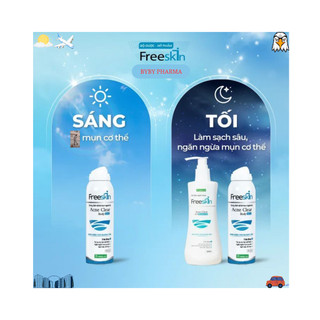 Combo xịt viêm nang lông, mụn lưng freeskin 80ml+sữa tắm viêm nang lông, mụn lưng freeskin 250ml- shop byby pharma