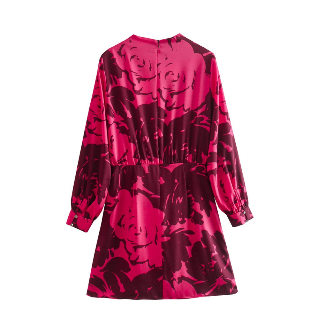 (HÀNG SẴN - HÌNH THẬT) Đầm dáng mini cổ cao tay dài, phối màu xinh xắn - Váy có chiết eo che khuyết điểm