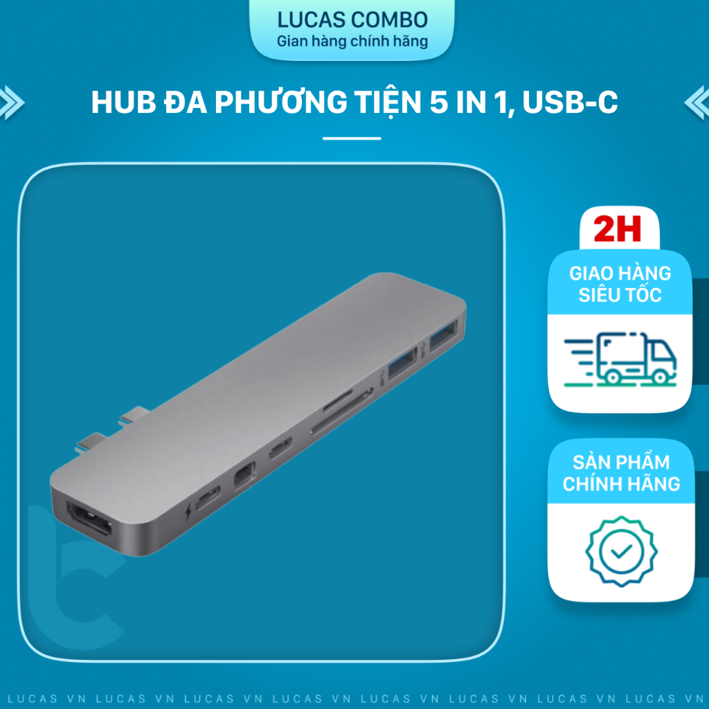Cổng Chuyển/Hub USB-C Pro 8in2 HDMI 4K, Thunderbolt 3 5K, USB 3.1, SD, MicroSD HyperDrive