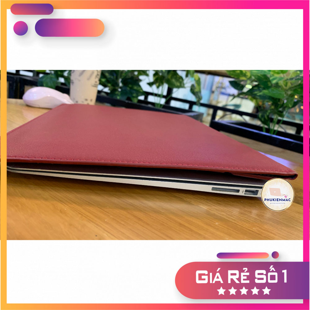 Túi đựng Laptop Macbook 13/14 inch chất liệu Da PU Mềm màu đỏ đô đa công dụng | BigBuy360 - bigbuy360.vn