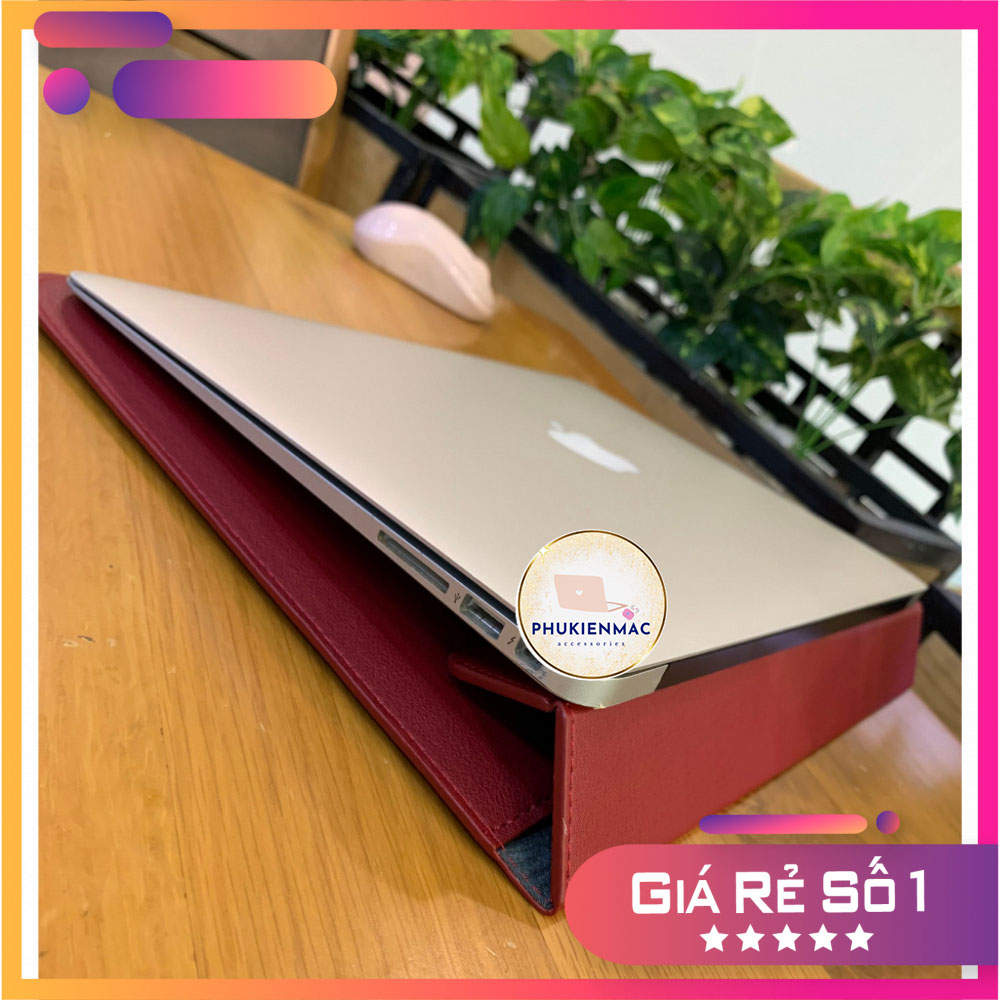 Túi đựng Laptop Macbook 13/14 inch chất liệu Da PU Mềm màu đỏ đô đa công dụng | BigBuy360 - bigbuy360.vn