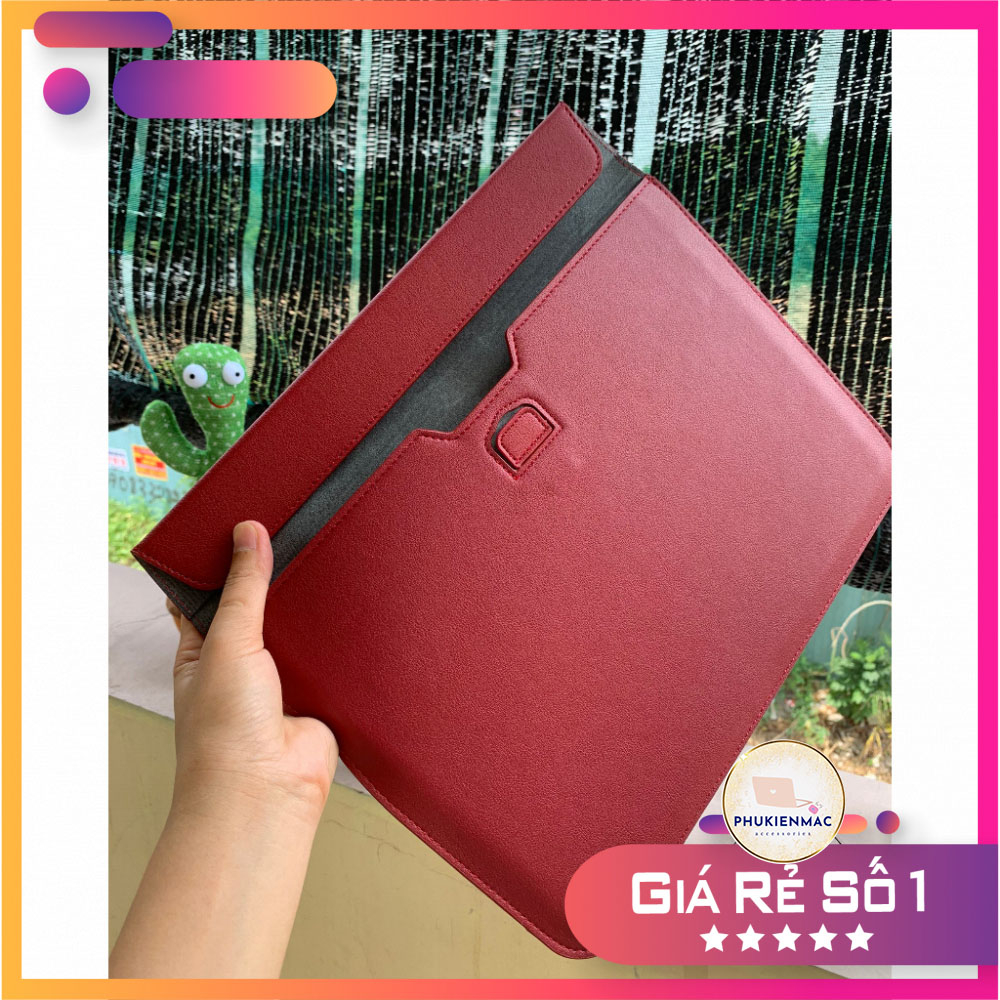 Túi đựng Laptop Macbook 13/14 inch chất liệu Da PU Mềm màu đỏ đô đa công dụng | BigBuy360 - bigbuy360.vn