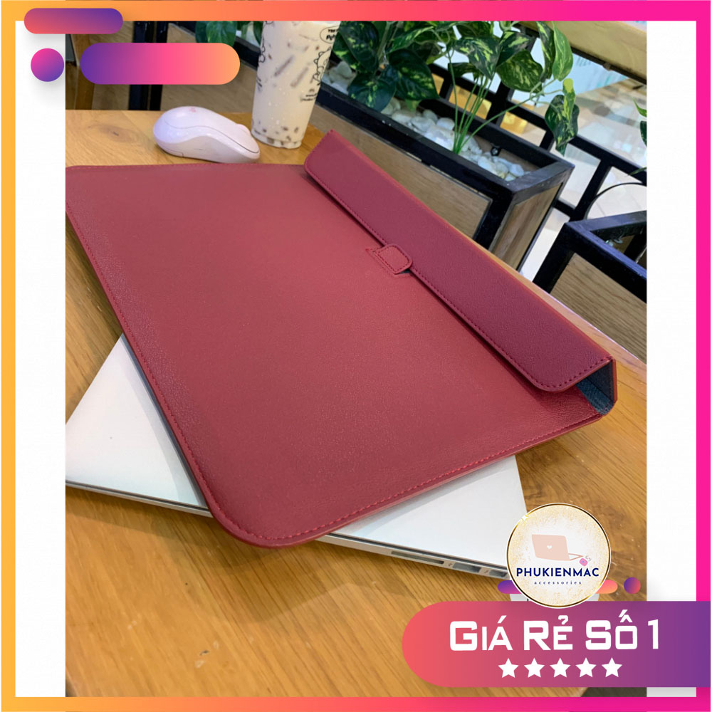 Túi đựng Laptop Macbook 13/14 inch chất liệu Da PU Mềm màu đỏ đô đa công dụng | BigBuy360 - bigbuy360.vn