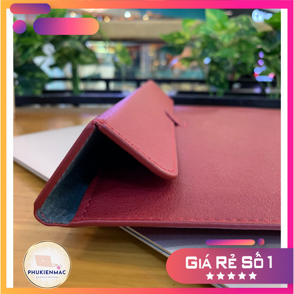 Túi đựng Laptop Macbook 13/14 inch chất liệu Da PU Mềm màu đỏ đô đa công dụng | BigBuy360 - bigbuy360.vn