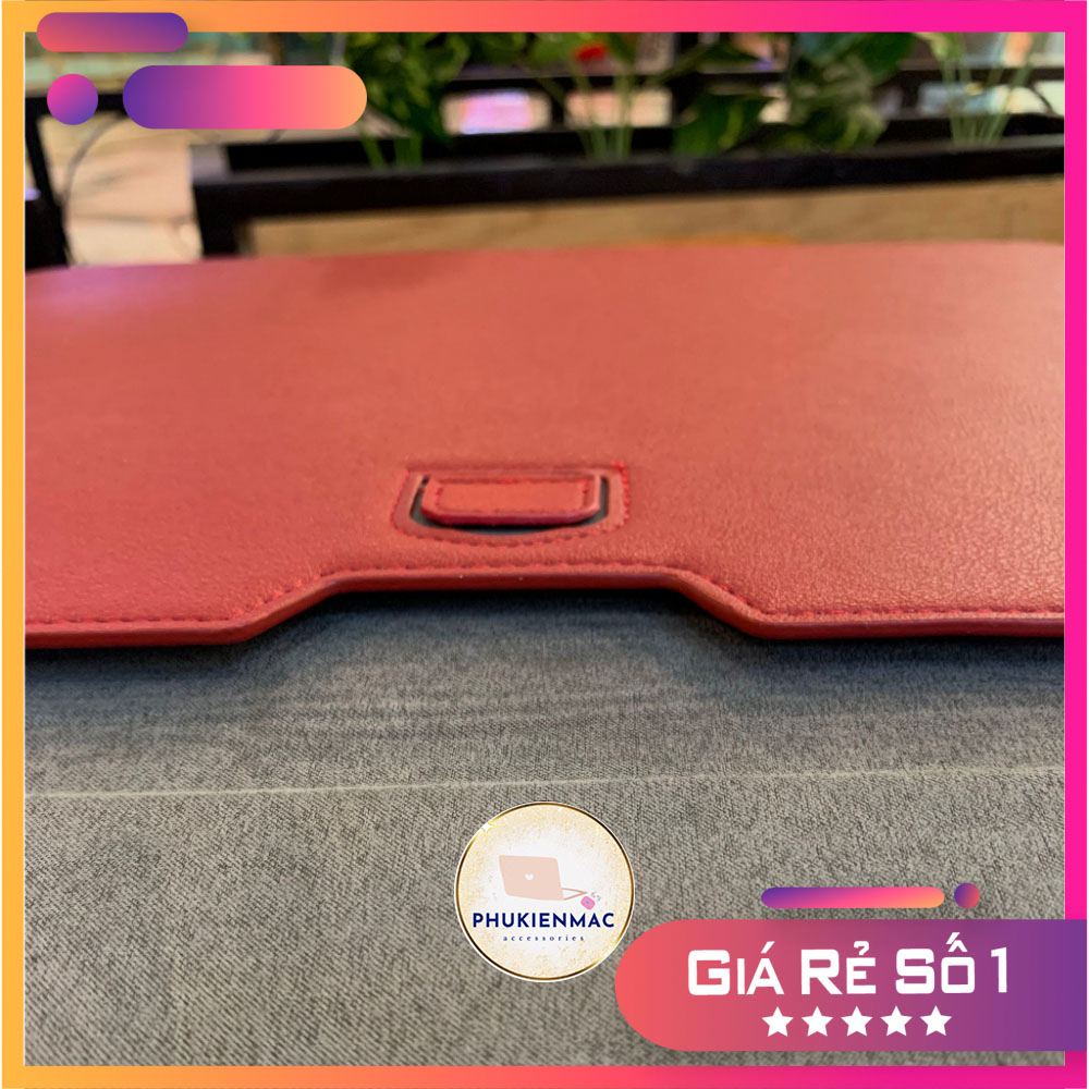 Túi đựng Laptop Macbook 13/14 inch chất liệu Da PU Mềm màu đỏ đô đa công dụng | BigBuy360 - bigbuy360.vn